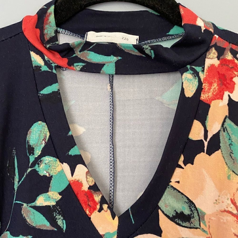 Reb& J Women’s floral printed V-neck tunic dress with pockets casual comfy - Picture 3 of 5
